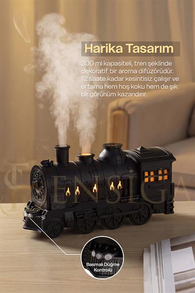 Nostaljik Eski Tren Modeli Uçucu Yağ Difüzörü, Uzaktan Kumandalı Aromaterapi Nemlendirici