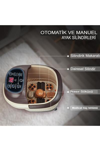 Otomatik Masaj Fonksiyonlu Akapuntur Ayak Bakımı Isıtmalı Dokunmatik Ayak Spa Su Banyo Masaj Aleti