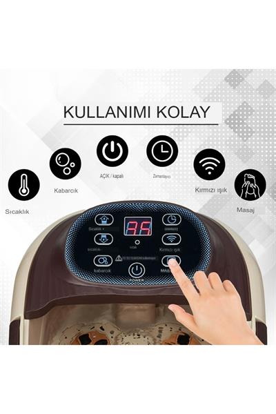 Otomatik Masaj Fonksiyonlu Akapuntur Ayak Bakımı Isıtmalı Dokunmatik Ayak Spa Su Banyo Masaj Aleti