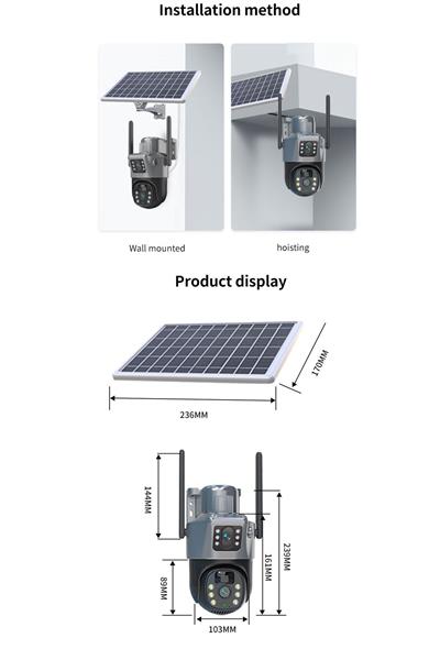 Pro 4G Solar Dual Lens Hareketli Gece Görüş Dual Lens 6MP Uzaktan İzleme Akıllı Kamera 128GB