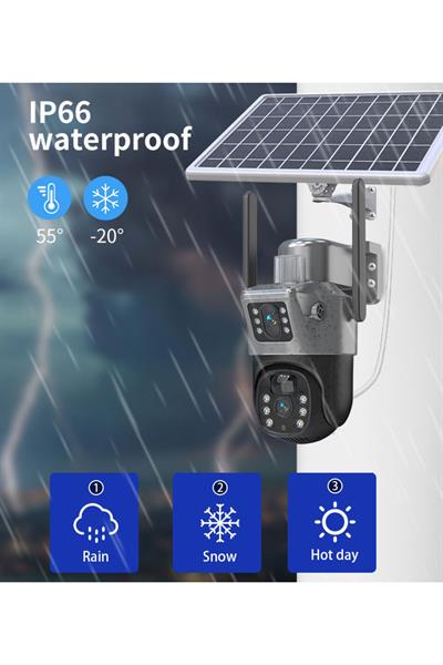 Pro 4G Solar Dual Lens Hareketli Gece Görüş Dual Lens 6MP Uzaktan İzleme Akıllı Kamera 128GB