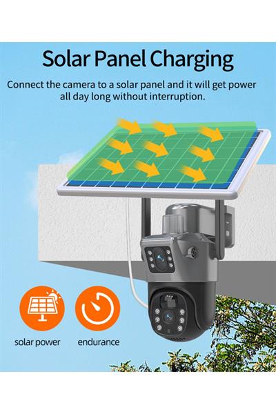 Pro 4G Solar Dual Lens Hareketli Gece Görüş Dual Lens 6MP Uzaktan İzleme Akıllı Kamera 128GB