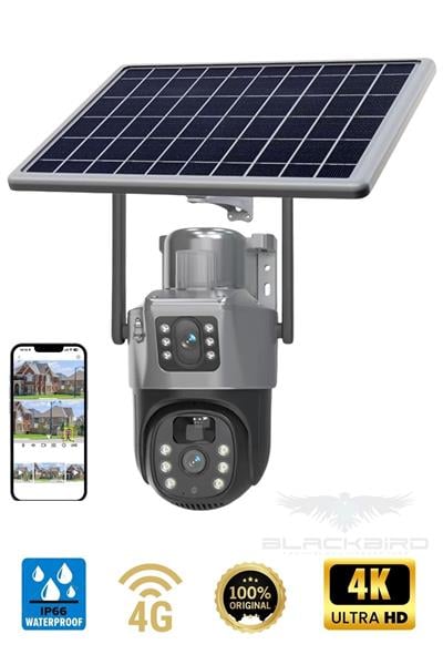 Pro 4G Solar Dual Lens Hareketli Gece Görüş Dual Lens 6MP Uzaktan İzleme Akıllı Kamera 128GB