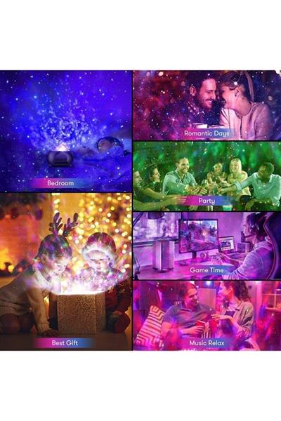 Projektör Parti Gece Lambası Bluetooth Hoparlör Starry Ambians