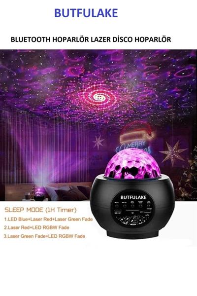 Projektör Parti Gece Lambası Bluetooth Hoparlör Starry Ambians