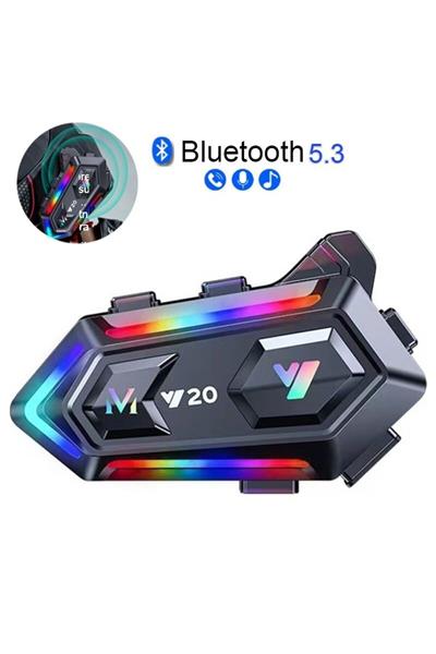 RGB Işıklı Bluetooth Motosiklet İntercom Kask kulaklık BT5.3 Stereo Su Geçirmez Kulaklık