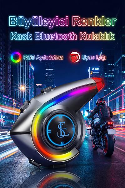 RGB Işıklı Motosiklet Interkom Headset Bluetooth 5.4 Uzun Pil Ömrü Gürültü Azaltma