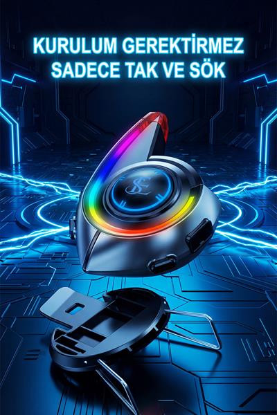 RGB Işıklı Motosiklet Interkom Headset Bluetooth 5.4 Uzun Pil Ömrü Gürültü Azaltma