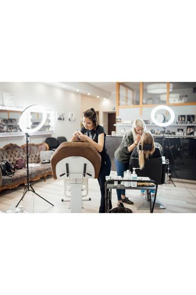 Ring Light 18inç Youtuber Tiktok Led Çantalı Ve Kumandalı 3 Telefon Tutucu Makyaj Işığı+2.1 M Tripod