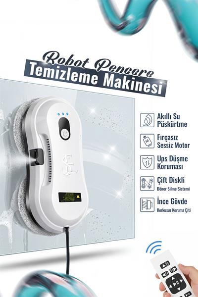 Robot Pencere Temizleme Makinesi | Uzaktan Kumandalı | 2800Pa Akıllı Cam Temizleme Robotu,