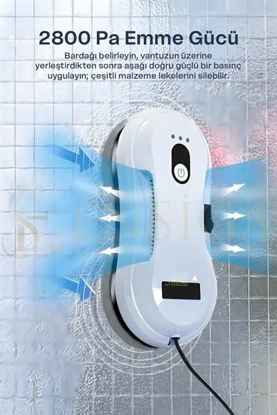 Robot Pencere Temizleme Makinesi | Uzaktan Kumandalı | 2800Pa Akıllı Cam Temizleme Robotu,