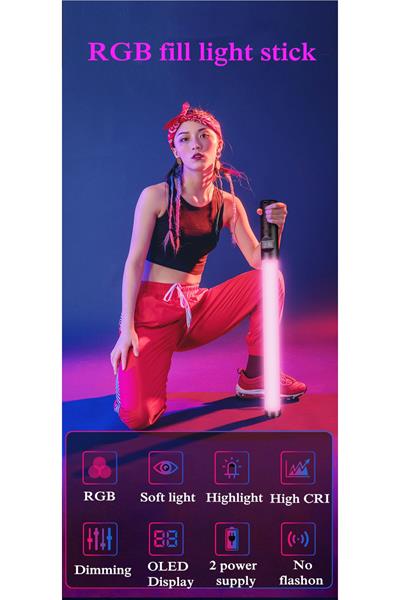 Şarjlı 1 Ad Fotoğrafçılık Işık Çubuğu Rgb Aydınlatma Ledi Canlı Video Çekimi Işığı 2+1 Mt Tripodlu