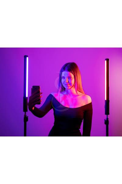 Şarjlı 1 Ad Fotoğrafçılık Işık Çubuğu Rgb Aydınlatma Ledi Canlı Video Çekimi Işığı 2+1 Mt Tripodlu