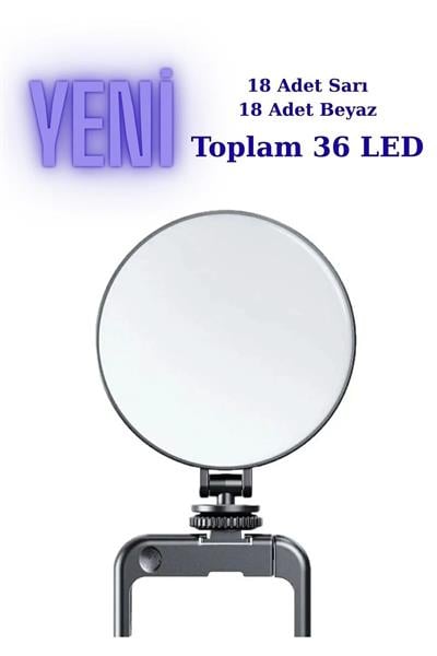 Şarjlı 360 Dönebilen LED Dolgu Işığı 3 Renk Ayarlı Telefon Klipsli TypeC Kablolu Kompakt Taşınabilir
