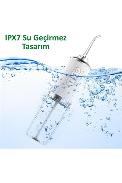 Şarjlı Taşınabilir Ağız Duşu IPX7 Su Püskürtmeli Diş Temizleme Cihazı Su Geçirmez Ağız Bakım Seti