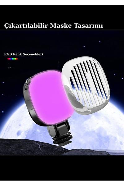 Selfie Işığı Şarjlı Telefon, Tripod ve Laptop Uyumlu Renk Ayarlı Mini RGB LED Dolgu Işığı (9000K)