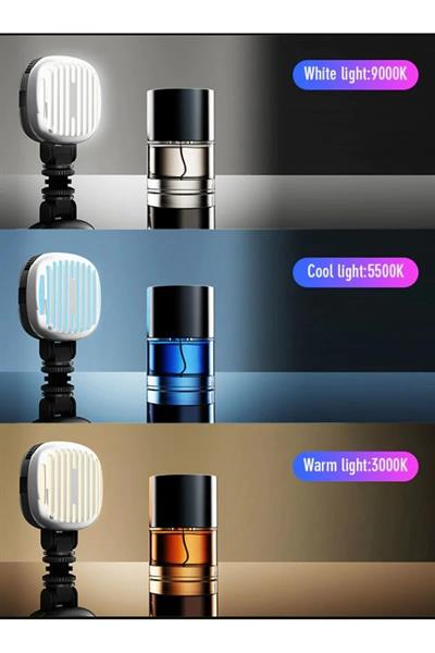 Selfie Işığı Şarjlı Telefon, Tripod ve Laptop Uyumlu Renk Ayarlı Mini RGB LED Dolgu Işığı (9000K)