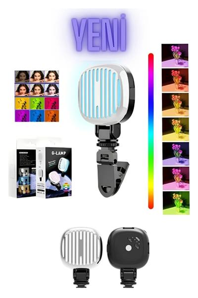 Selfie Işığı Şarjlı Telefon, Tripod ve Laptop Uyumlu Renk Ayarlı Mini RGB LED Dolgu Işığı (9000K)