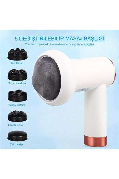 Selülit Vücut Masaj Aleti, 5 Masaj Başlıklı Ev, Kablosuz Şarj Taşınabilir Tüm Vücut masaj