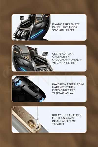 Sıfır Yerçekimi - Tüm Vücut 3D-4D SL Kızaklı PU Deri Çok Fonksiyonlu Masaj Koltuğu