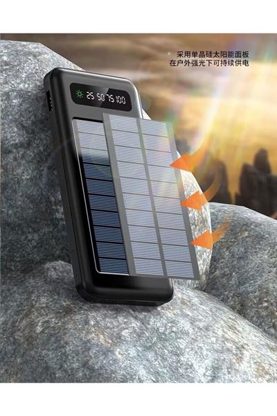 Solar 10.000 Mah Güneş Enerjili Led Işıklı Powerbank Şarj Aleti 2x Usb Çıkışlı Mikro Typc Lıghtnıng