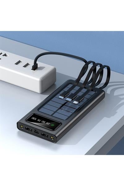 Solar 30.000mah Şarj Powerbank Led Ekran Göstergeli Işıklı