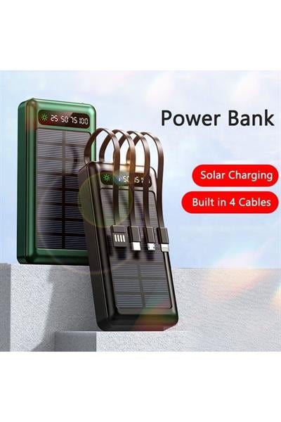 Solar 30.000mah Şarj Powerbank Led Ekran Göstergeli Işıklı