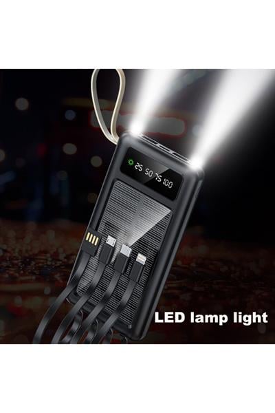 Solar 30.000mah Şarj Powerbank Led Ekran Göstergeli Işıklı