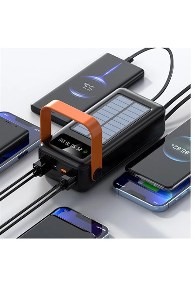 Solar 50.000 Mah Hızlı Şarj Powerbank Led Ekran Göstergeli Işıklı Batarya Şarj Aleti