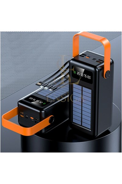 Solar 50.000 Mah Hızlı Şarj Powerbank Led Ekran Göstergeli Işıklı Batarya Şarj Aleti