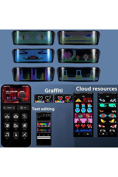 Su Geçirmez LED Motosiklet Kask Paneli APP Kontrollü RGB Işıklı Akıllı Kask Ekranı