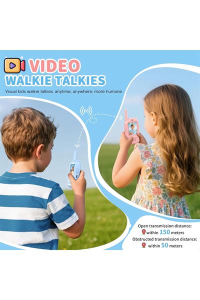 Telsiz Çocuklar İçin Kameralı Mikrofonlu Oyuncak Walkie Talkie Seti Işıklı ve 150m Menzilli