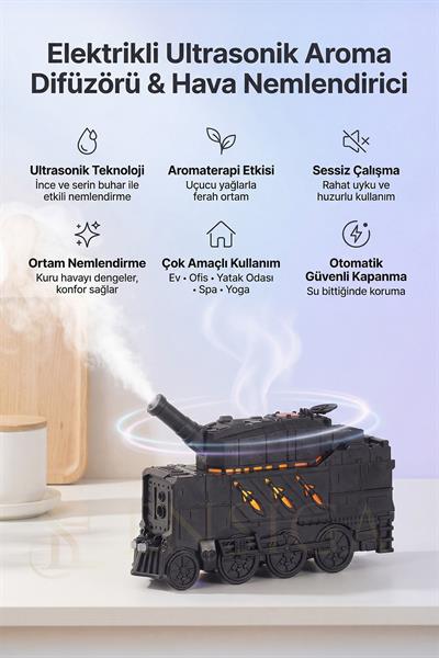 Tren Tasarımlı LED Işıklı Aroma Difüzör & Hava Nemlendirici