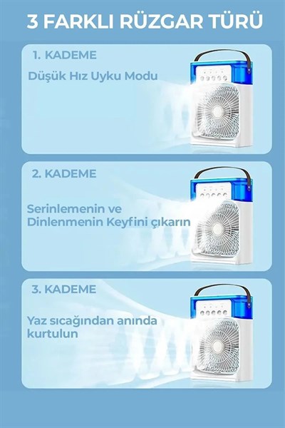Type-C Hava Serinletici Su Püskürtmeli Fan Sessiz Masa Fanı