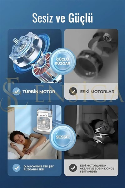 Type-C Hava Serinletici Su Püskürtmeli Fan Sessiz Masa Fanı