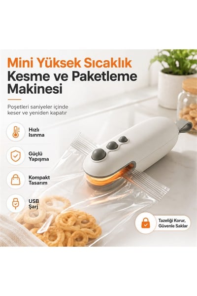 Type-C Şarjlı Mini Poşet Yapıştırıcı Manyetik Taşınabilir Paketleme Cihazı