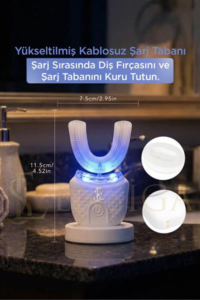 U Tipi Mavi Işık Destekli Otomatik Diş Fırçası | 360° Derin Temizlik