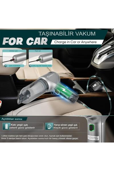 Üflemeli Emişli Şarjlı El Süpürgesi, 12000pa Maksimum Güç Fırçasız Motor, Ev, Ofis, Mutfak Süpürge
