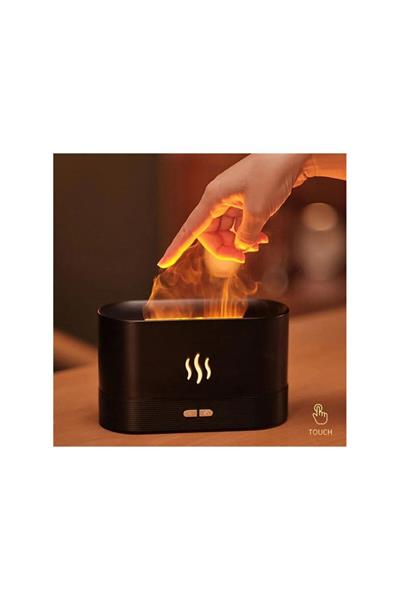 Ultrasonic Hava Nemlendirici Buhar Makinesi Alev Efektli 3D Aroma Difüzör (Siyah)
