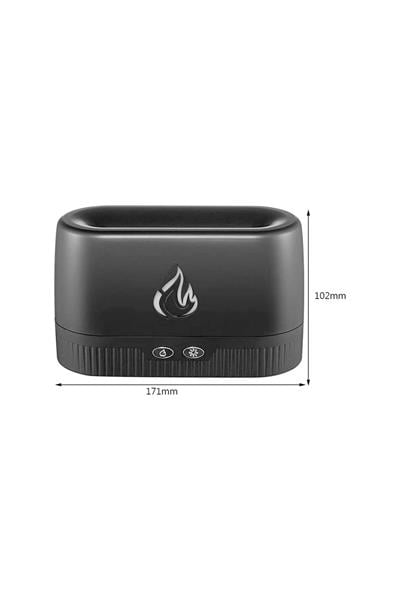 Ultrasonic Hava Nemlendirici Buhar Makinesi Alev Efektli 3D Aroma Difüzör (Siyah)