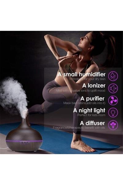 Uzaktan Kumandalı 550ml Aroma Difüzörü Ultrasonik Hava Nemlendirici Buhar Makinesi 7 Renk Led