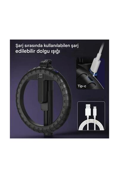 Uzaktan Kumandalı Halka Işık Selfie Ring Light 4 Ayaklı Uzatılabilir Telefon Tutuculu