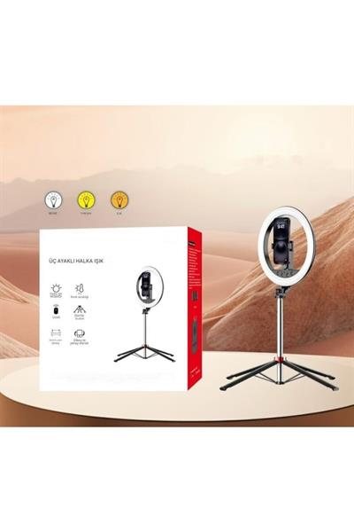Uzaktan Kumandalı Halka Işık Selfie Ring Light 4 Ayaklı Uzatılabilir Telefon Tutuculu