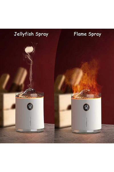 Volkan Işıklı Ultrasonik Hava Nemlendirici Buhar Makinesi Ve Aroma Difüzörü Aromaterapi 50ML Şarjlı