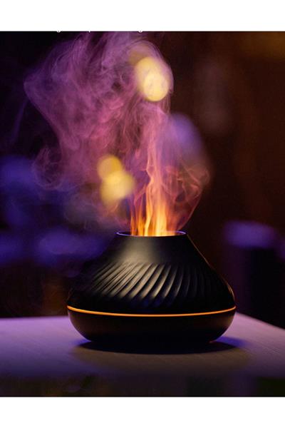 Volkanik Alev Aroma Difüzör Gece Işığı 3d Nemlendirici Buhar Makinesi 130ml.