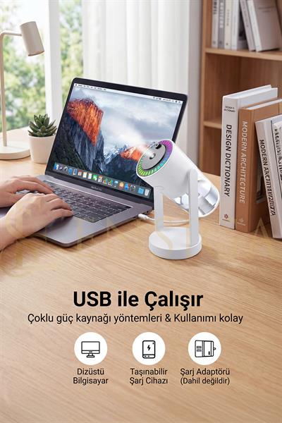 Yağmur Damlası Efektli Ultrasonik Hava Nemlendirici & Aroma Difüzör RGB Işıklı