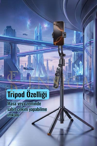 Yapay Zeka Yüz Takipli Sarsıntı Önleyici Telefon Tutucu Uzatılabilir Selfie Çubuğu Tripod