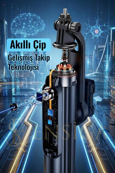 Yapay Zeka Yüz Takipli Sarsıntı Önleyici Telefon Tutucu Uzatılabilir Selfie Çubuğu Tripod