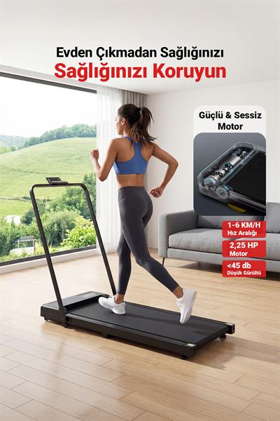 Yeni Nesil Bluetoothlu Koşu Bandı Müzik Çalarlı 10-12 KM Hız 2 HP Kumandalı Band