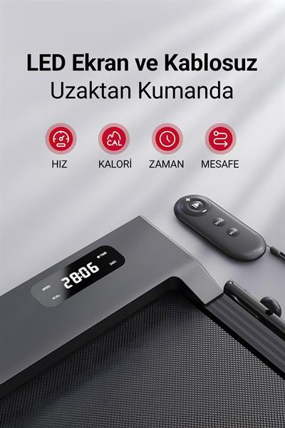 Yeni Nesil Bluetoothlu Koşu Bandı Müzik Çalarlı 10-12 KM Hız 2 HP Kumandalı Band